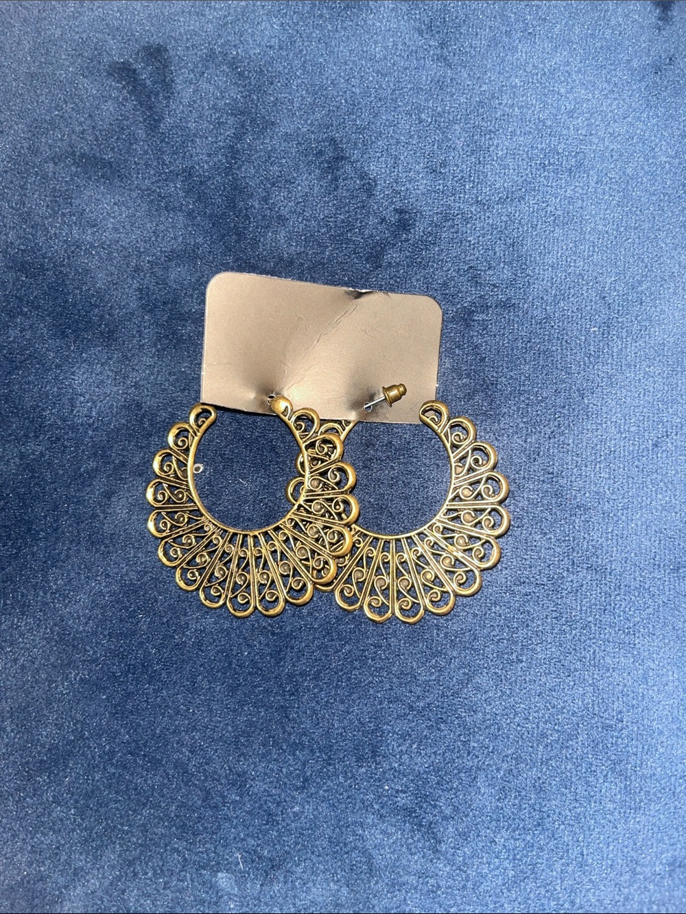 Gold Filigree Fan Hoop Earrings - Women Jewelry